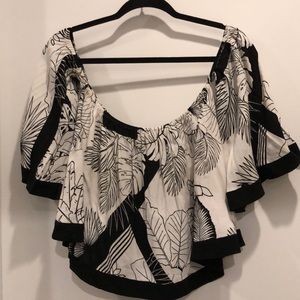 Flouncy Off the Shoulder Crop Blouse